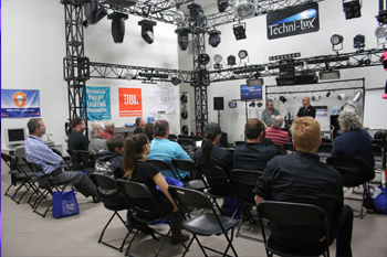 guests sitting and enjoying lunch at Techni-Lux Technology Day Open House 2018, Orlando, Florida USA