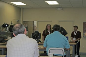  Lisa Hansen, Field Technician, teaching a class on MOVING LIGHTS: CARE & MAINTENANCE in the Techni-Lux tech area, Technology Day 2018, Orlando, Florida USA