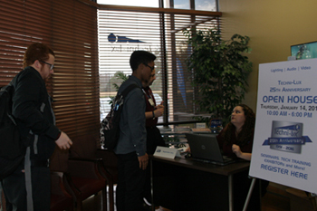 guests registering in the lobby Techni-Lux 25th Anniversary Open House 2016, Orlando, Florida USA