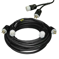 Motor Control & Power Cable 14/7 - Dual Split L14-20/L16-20 Male/Female - 100 feet - Black