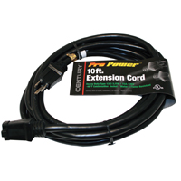 Extension Cord 12/3SJTW - 10 foot, cUL, Nema 5-15 male to female edison 125v/15A - Black