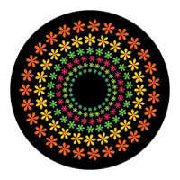 ROSCO:260-86647 -- 86647 Flower Power Multi Color Glass Gobo By Ken Michaels, Size: Specify