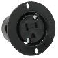 Edison 5279BL 15a 125v 2P 3W Female Flanged Outlet Panel Mount - Black