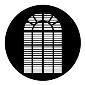 ROSCO:250-77759 -- 77759 Shuttered Arch Steel Metal Gobo By Nancy Schertler, Size: Specify
